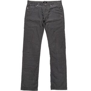 A.P.C. 100% Cotton Slim Straight Leg Gray Corduroy Chino Pants mens size 34x33.5